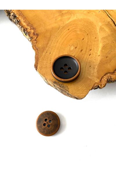 canan dizayn 17.5 mm Black-Brown Polyester Button (20 Pcs)