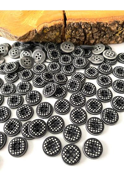 canan dizayn 11.5 MM BLACK -WHITE CHAMBOARD BUTTON(25 PIECES)
