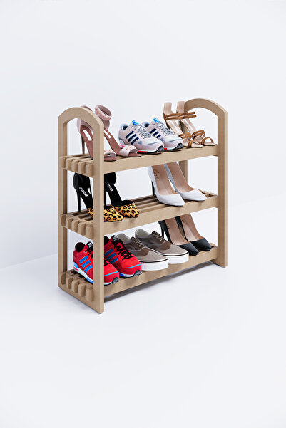 bangu Demonte Portatif 3 Raflı Ayakkabılık Çok Amaçlı Dolap Antre Hol Kapı Önü %100 MDF