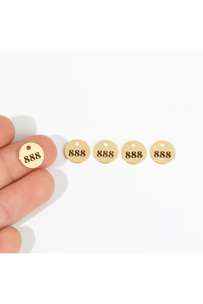 yfhobi 1 Adet- 10 mm, 888 Melek Sayısı Lazer Kazıma Pirinç Metal Pul, Altın K...