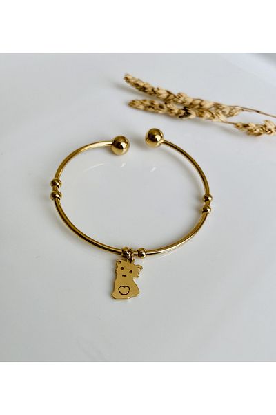 Fynbos Stainless Steel Gold Figured Adjustable Bracelet
