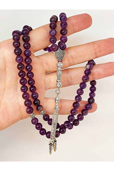 Yasamtohumu سبحة حجر الجمشت لون غامق 99 6 ملم