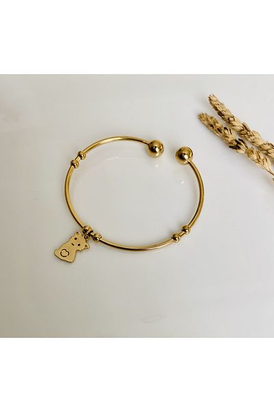 Fynbos Stainless Steel Gold Figured Adjustable Bracelet