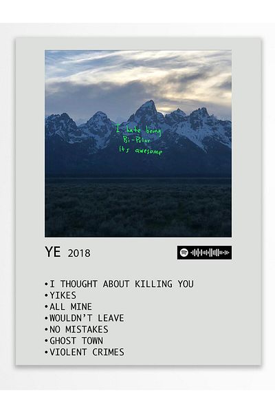 Postifull Αφίσα άλμπουμ Polaroid συμβατή με Spotify - Διακόσμηση τοίχου - Χαρτί με παχιά επίστρωση - Χωρίς πλαίσιο