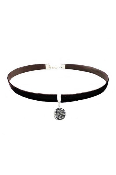 Bijustore Brown Velvet Galaxy Pendant Women's Choker Necklace