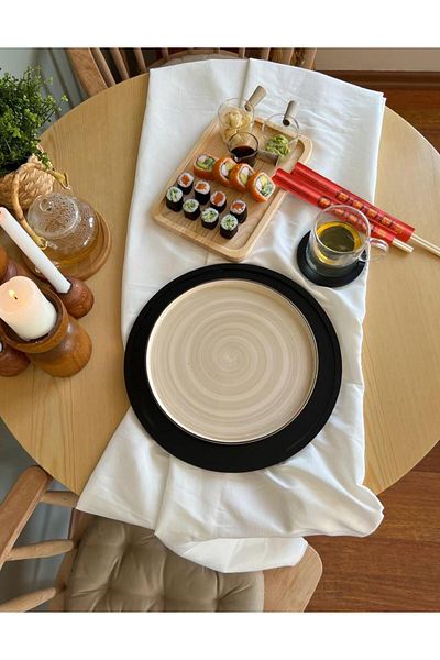 Maison Avf Black Wooden Charger - American Service and Coaster (Set of 2)