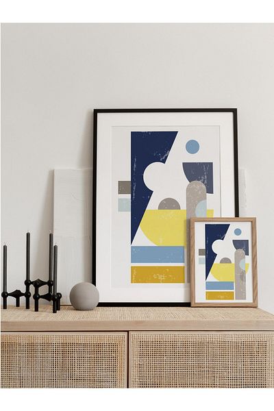 Postifull Geometric and Aesthetic Wall Painting, Frameless Poster, Living Room, Kitchen and Office Wall Decoration