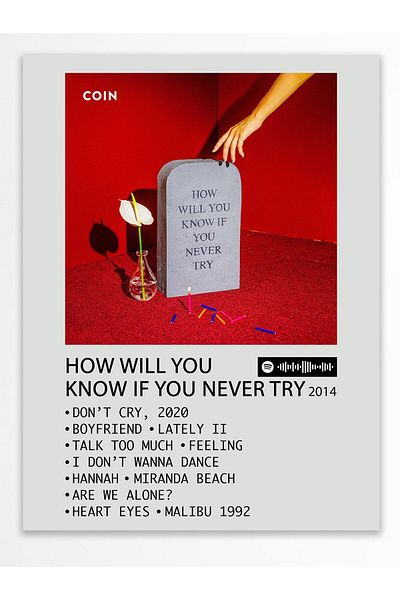 Postifull Αφίσα άλμπουμ Polaroid συμβατή με Spotify - Διακόσμηση τοίχου - Χαρτί με παχιά επίστρωση - Χωρίς πλαίσιο