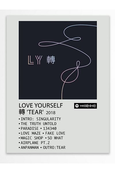 Postifull Αφίσα άλμπουμ Polaroid συμβατή με Spotify - Διακόσμηση τοίχου - Χαρτί με παχιά επίστρωση - Χωρίς πλαίσιο