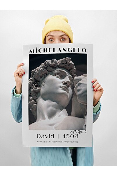 Postifull Michelangelo Poster Tablo - David, Davut Heykeli Duvar Posteri - Çerçevesiz Sanat Serisi Posterleri