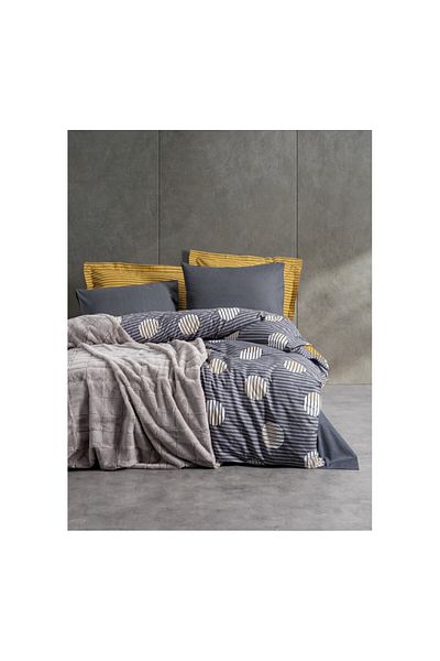 Cotton Box Double Trim Blanket Duvet Cover Set Smooth Gray