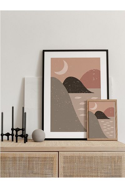 Postifull Boho Landscape And Aesthetic Wall Painting, Αφίσα χωρίς πλαίσιο, Διακόσμηση τοίχου σαλονιού, κουζίνας και γραφείου