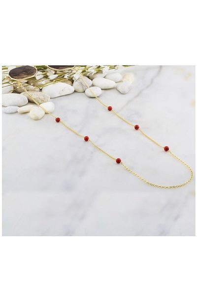 Bijustore Red Color Turquoise Natural Stone Women's Glasses Chain