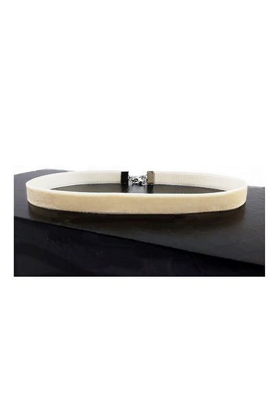 Bijustore Cream Colored Velvet Choker Women's Collar Necklace