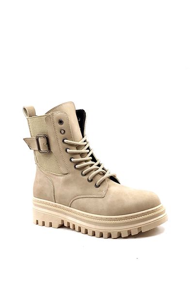 AYAKKABIMOOD Shoesmood Mht 917 Cream Buckle Emerald Γυναικείες Μπότες