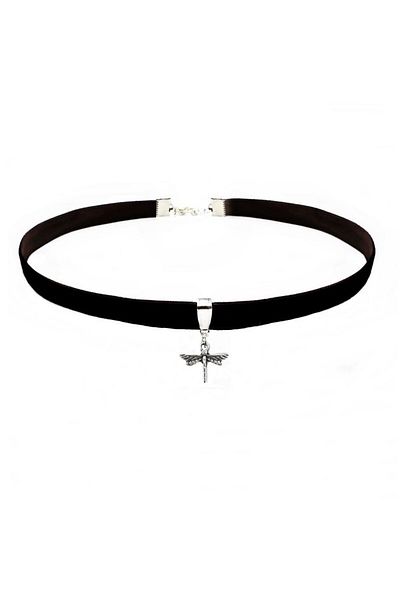 Bijustore Black Velvet Women's Dragonfly Choker Necklace