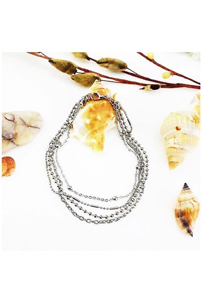 Bijustore Silver Color Women's Multiple Chain Anklet