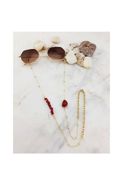 Bijustore Coral Natural Stone Women's Glasses Chain