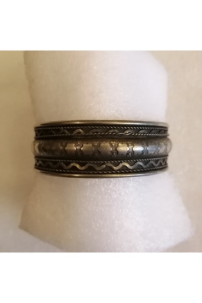 Butik Tülin Unisex otantik el yapımı gümüş rengi spiral çiçek desenli alpaka ...