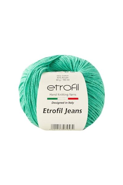 Etrofil JEANS 055 Mint Örgü ipi Yazlık Crop Elbise Amigurumi Motifli Pamuk Ip...