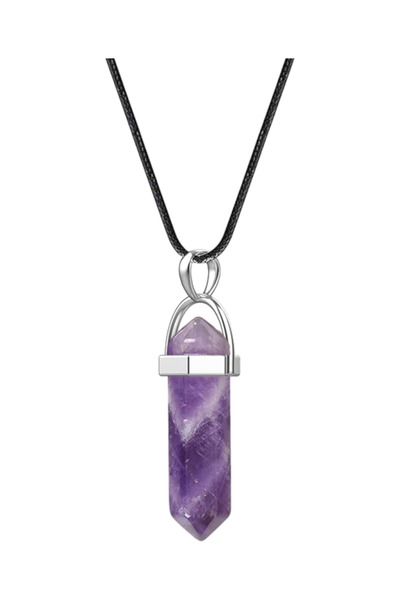 NBS Beautiful Naturel Stones Ametist Doğal Taş Kolye Çivi ( AA kalite Gerçek Doğal Taş )