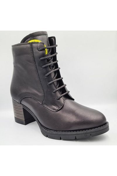 Mammamia D23KB-4225 Black Leather Thick Heel (6cm) Women's Boots
