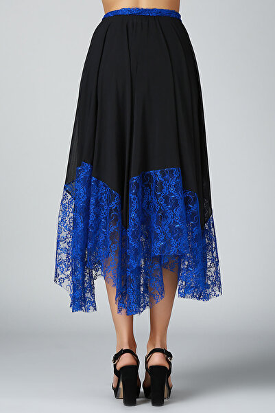 Quincey Women's Saks Black Asymmetrical Skirt EK2329