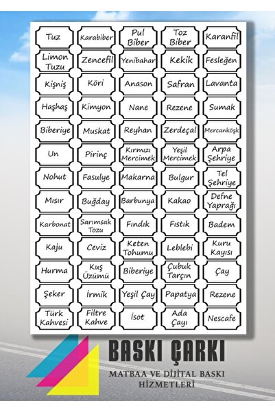 BASKI CARKI 65 علبة بهارات مقاس A4 تاريخ الملصق = 14 أكتوبر 2021