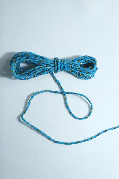Eskişehir hobi sanat 1.5 Mm 2 Meters Glittered Bundling Rope Janjan Rope Decorative Rope Turquoise Color