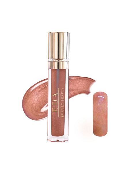 EDA LUXURY BEAUTY Diva Mocha Nude - Light Brown Glitter Lipstick, Shiny Lipstick Diamond Gloss