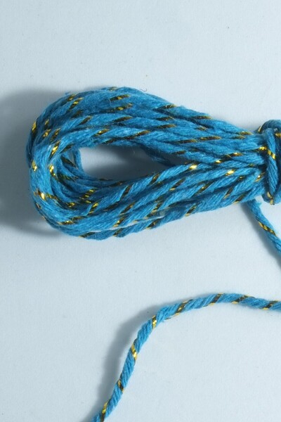 Eskişehir hobi sanat 1.5 Mm 2 Meters Glittered Bundling Rope Janjan Rope Decorative Rope Turquoise Color