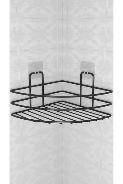 Buffer Black Single Layer Shampoo Holder Corner - No Assembly Required