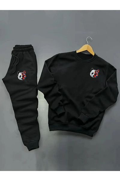 YOHO SPORT Panda Printed Original Unisex Winter Sweatshirt and Sweatpants Σετ 2 συνδυαστικών Σετ