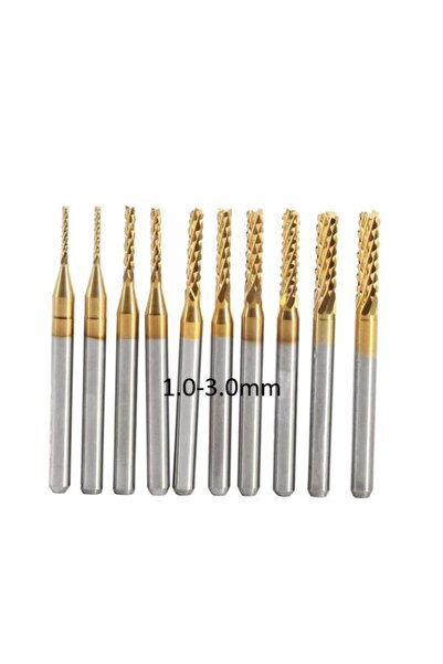 Profisher Tungsten Karbür Pcb Kesme Cnc Freze Kaplama Uç 1.0-3.0mm 10lu Set