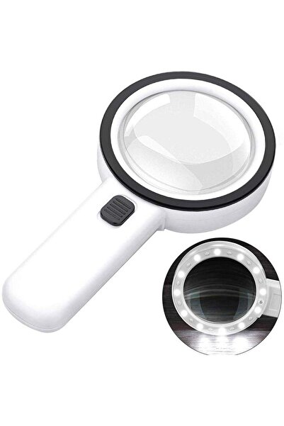 Profisher 30x 95mm Çift Hd Optik Cam Lens El Büyüteç 1 Uv 12 Led Işıklı