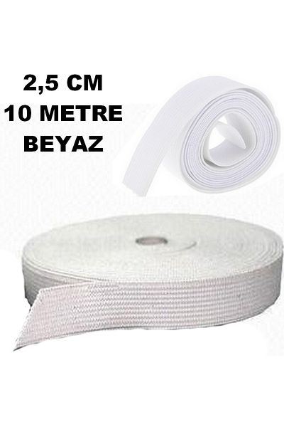 mrtbilisim 2.5 cm White Enli Flat Rubber 10 Meters Waist Leg Skirt Rubber Baby Rubber Quality Rubber