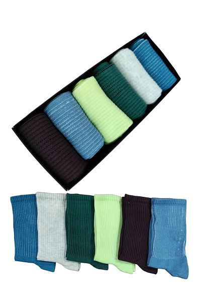 erceys Unisex 6 Pairs Boxed College Κάλτσες Πολύχρωμες Βαμβακερές