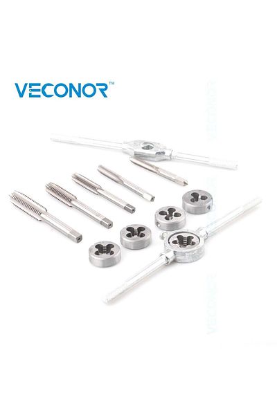 Profisher Metric Tap and Tap Set of 12 Steel Alloy Tap Wrench Hand Tool Metal Processing