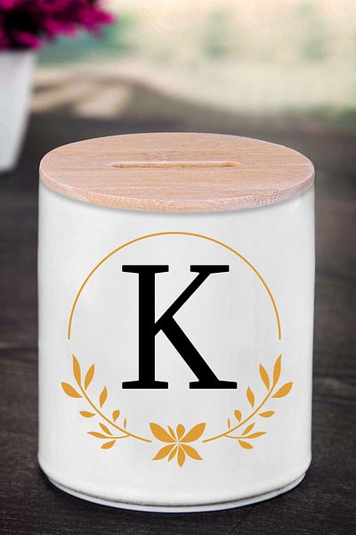bymat Κουμπαράς με γράμμα K (ΚΕΡΑΜΙΚΟ) - Crown K - K136