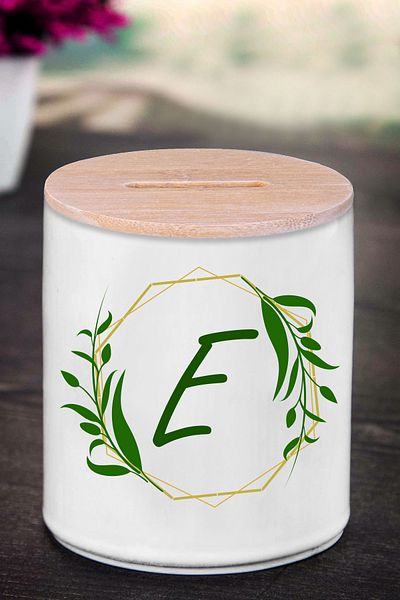 Bytwo Κουμπαράς με γράμμα E (ΚΕΡΑΜΙΚΟ) - Εμφανισμένο γράμμα E - k252