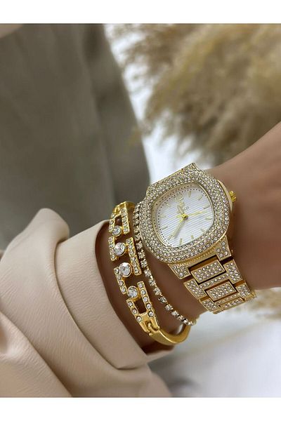 Has Stoned Yellow Women's Watch