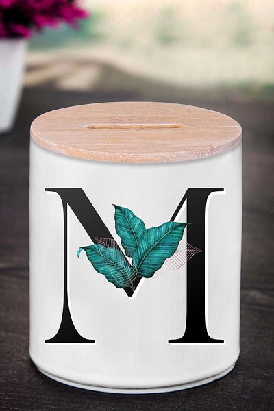 bymat Κουμπαράς με γράμμα M (ΚΕΡΑΜΙΚΟ) - EmeraldNature M - K204