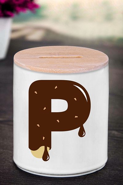 Bytwo Κουμπαράς με γράμμα P (ΚΕΡΑΜΙΚΟ) Κέικ P - K57
