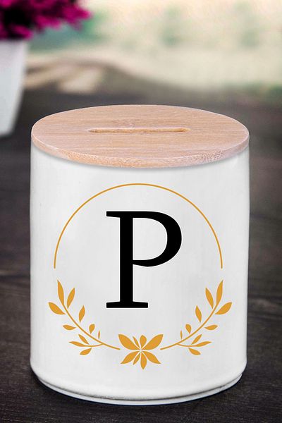 Bytwo Κουμπαράς με γράμμα P (ΚΕΡΑΜΙΚΟ) - Crown P - k142
