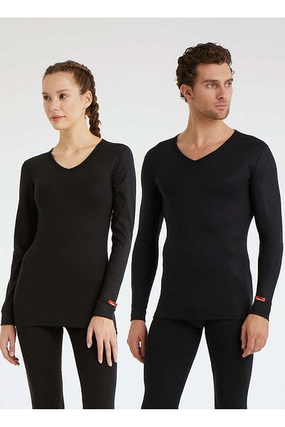 Blackspade Tricou termic unisex cu mânecă lungă și decolteu în V Cold Winter
