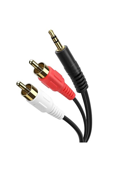 boblov 3,5 mm Stereo Erkek - 2RCA Erkek (Sağ ve Sol) RCA Ses Kablosu 1.5 Metr...