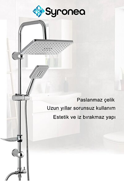 Syronea Delta Krom 3 Parça Banyo Mutfak Evye Lavabo Batarya Musluk Seti Duş Bataryası Evye Musluk