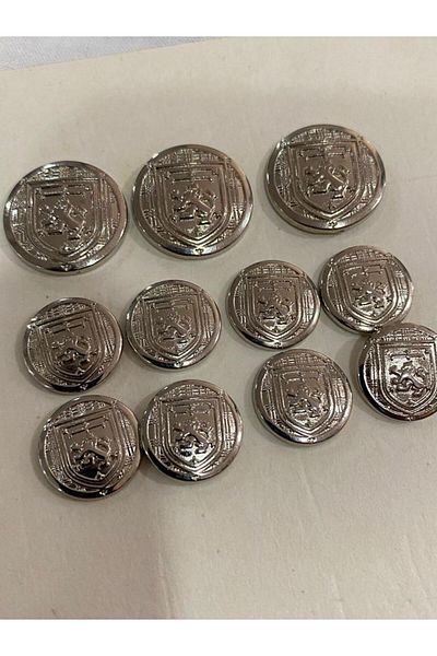 BALIM ÖRGÜ EVİ Blazer Jacket and Coat Button Set Silver with Metal Embossed Pattern