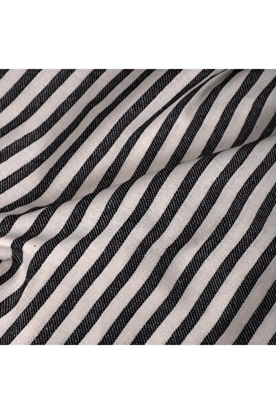 KAMİZ Μαύρο Ριγέ Λινό Ύφασμα- Πλυμένο Λινό Ύφασμα 100x230cm