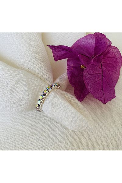 Fynbos Single Row Zircon Stone Waterway Hidden Elastic Resizable Women's Ring